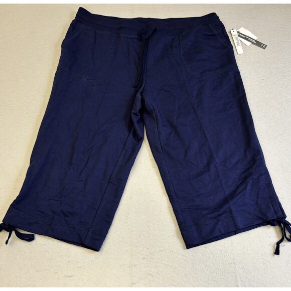 Silverwear Capri Athleisure Pants Womens PL Petite Large Blue Pull On Drawstring - Picture 1 of 10